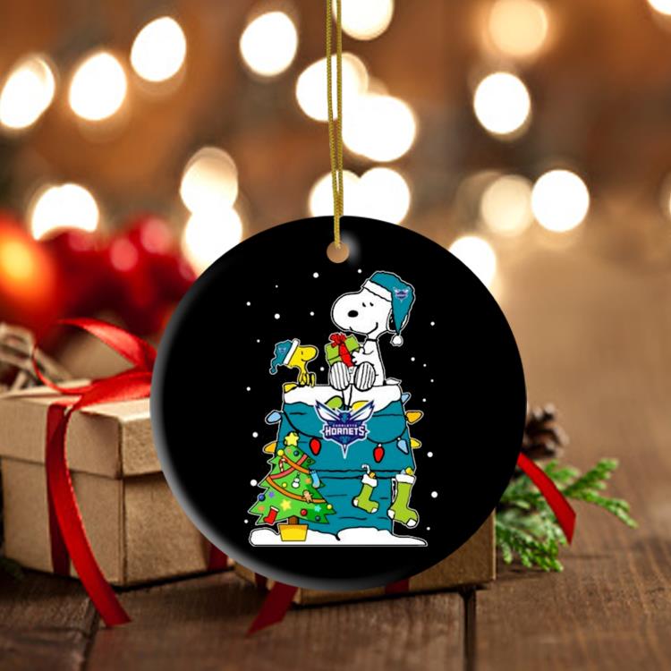 Snoopy And Woodstock Charlotte Hornets Merry Christmas Ornament
