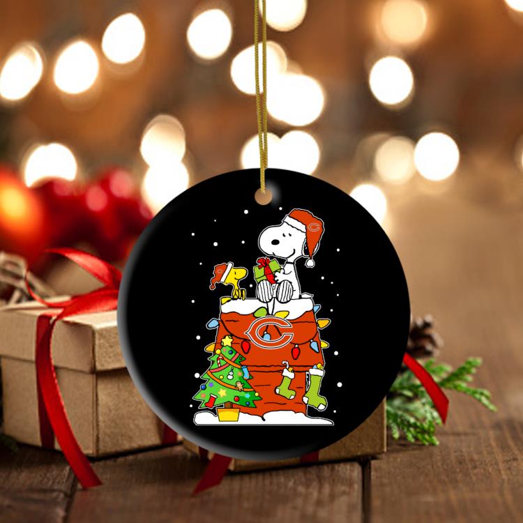 Snoopy And Woodstock Chicago Bears Merry Christmas Ornament