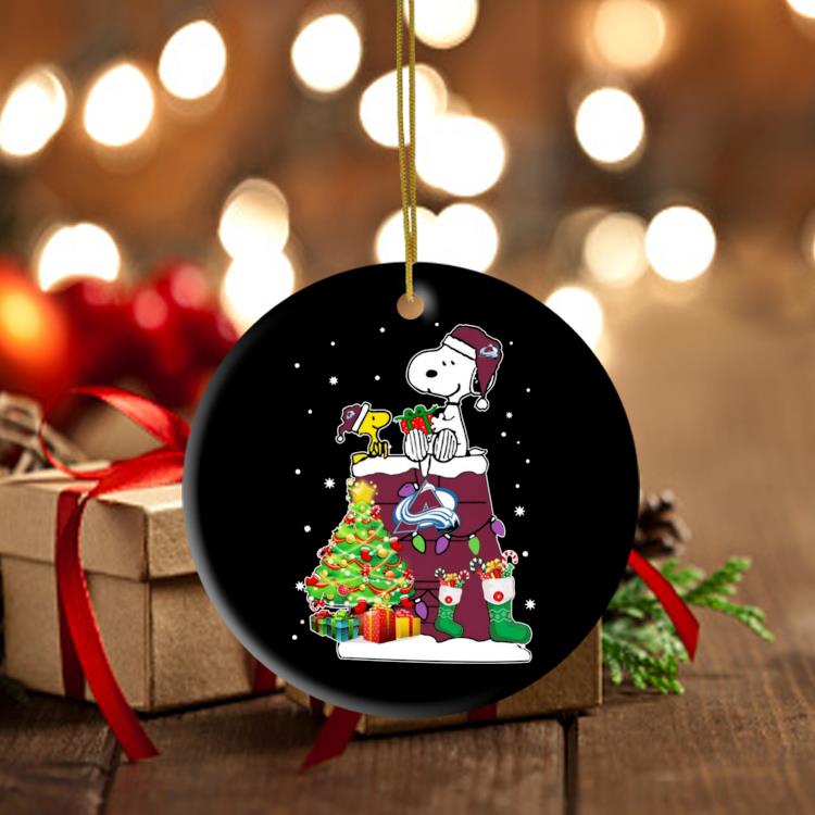 Snoopy And Woodstock Colorado Avalanche Merry Christmas Ornament