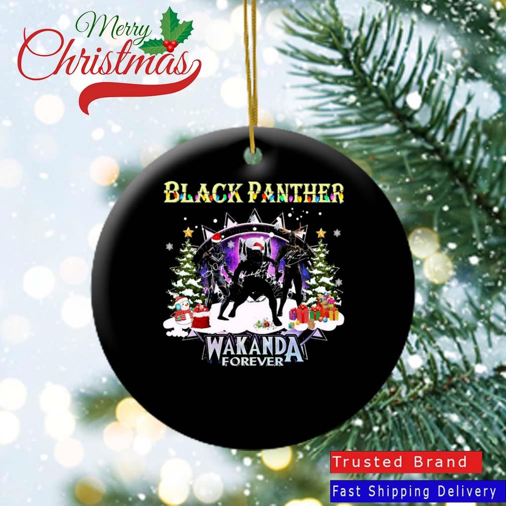 Black Panther Wakanda Forever Merry Christmas Signatures Ornament